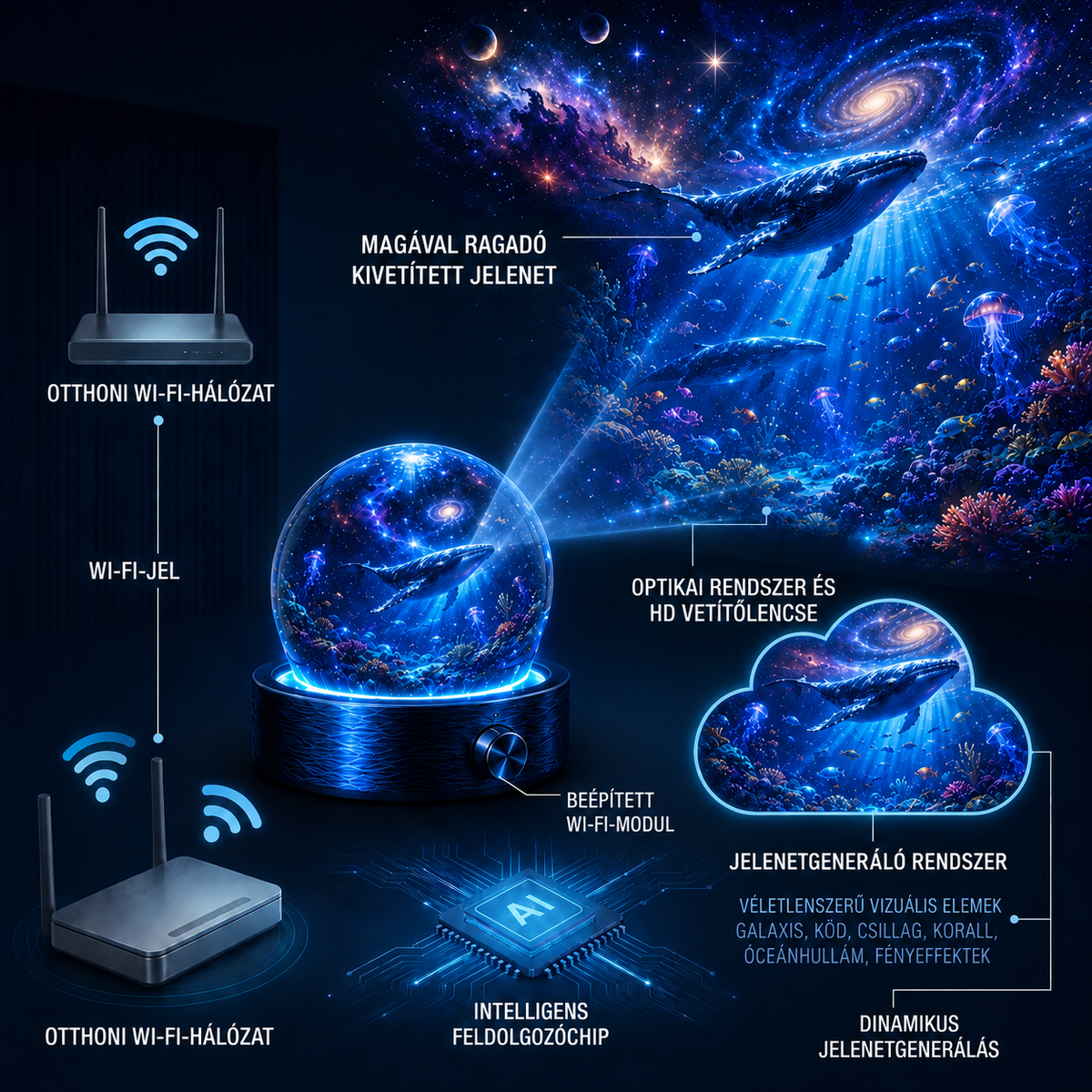 🌎ZBFBKSB® 2026 PRO MAX 5D intelligens világprojektor 🌎 Több mint 100 magával ragadó világ létrehozása Bluetooth vezérléssel és hangeffektekkel