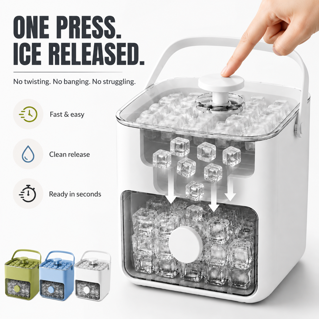 Make 48 Fresh Ice Cubes At Once — Release Them Instantly With One Simple Press