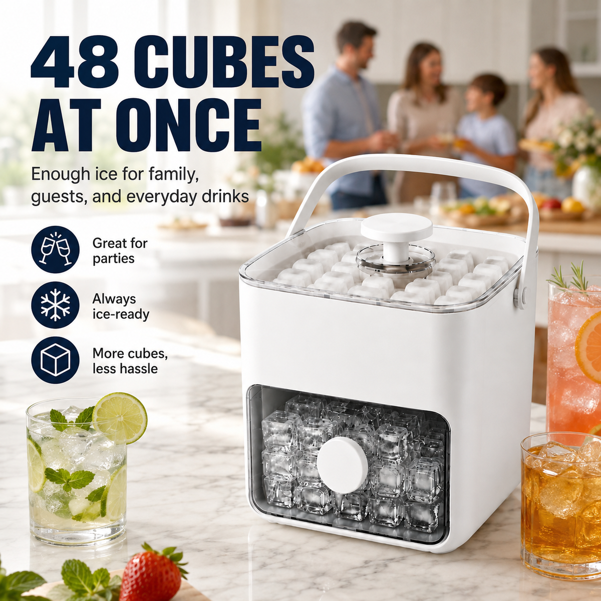 Make 48 Fresh Ice Cubes At Once — Release Them Instantly With One Simple Press