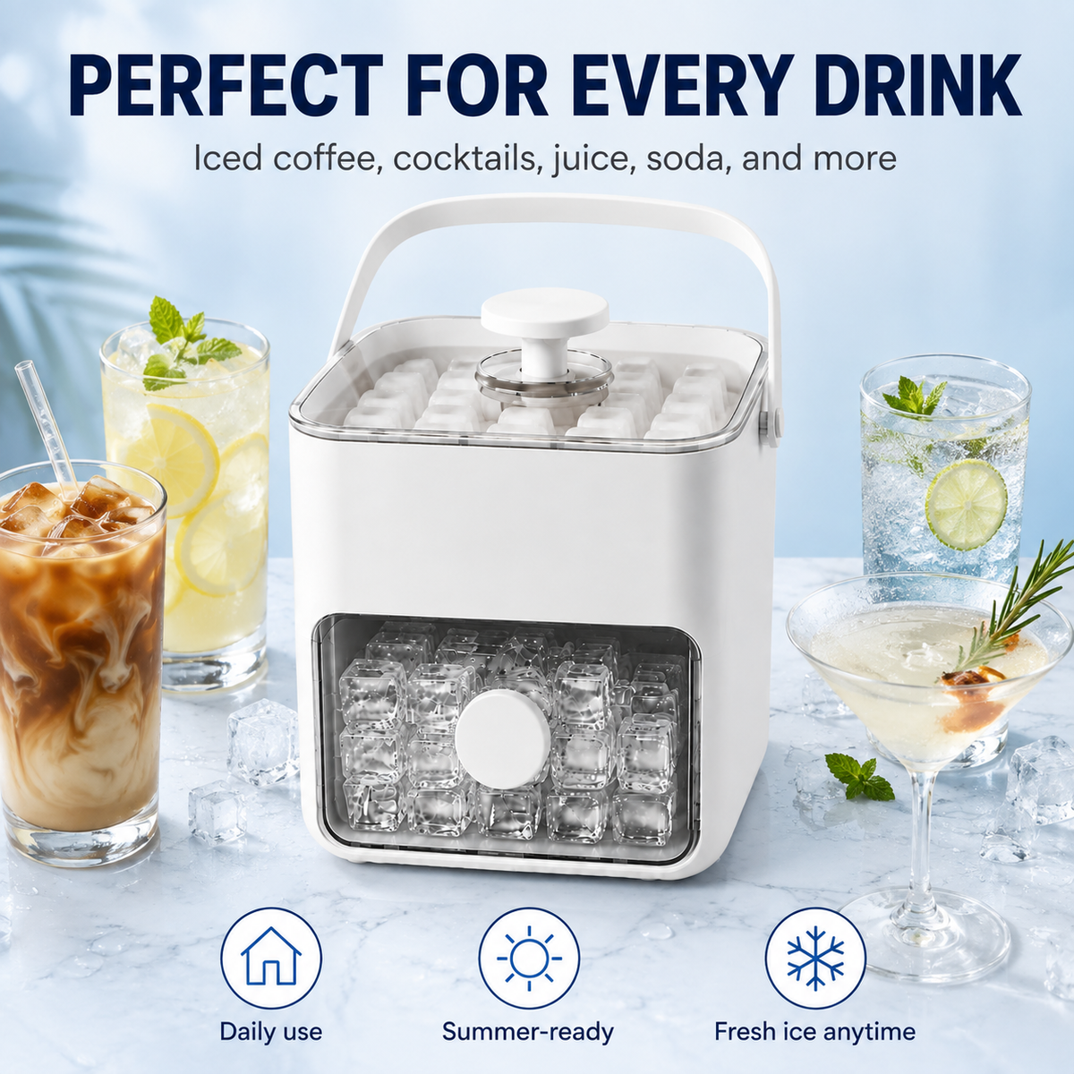 Make 48 Fresh Ice Cubes At Once — Release Them Instantly With One Simple Press