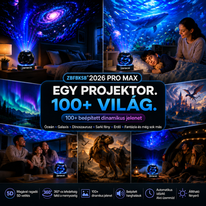 🌎ZBFBKSB® 2026 PRO MAX 5D intelligens világprojektor 🌎 Több mint 100 magával ragadó világ létrehozása Bluetooth vezérléssel és hangeffektekkel