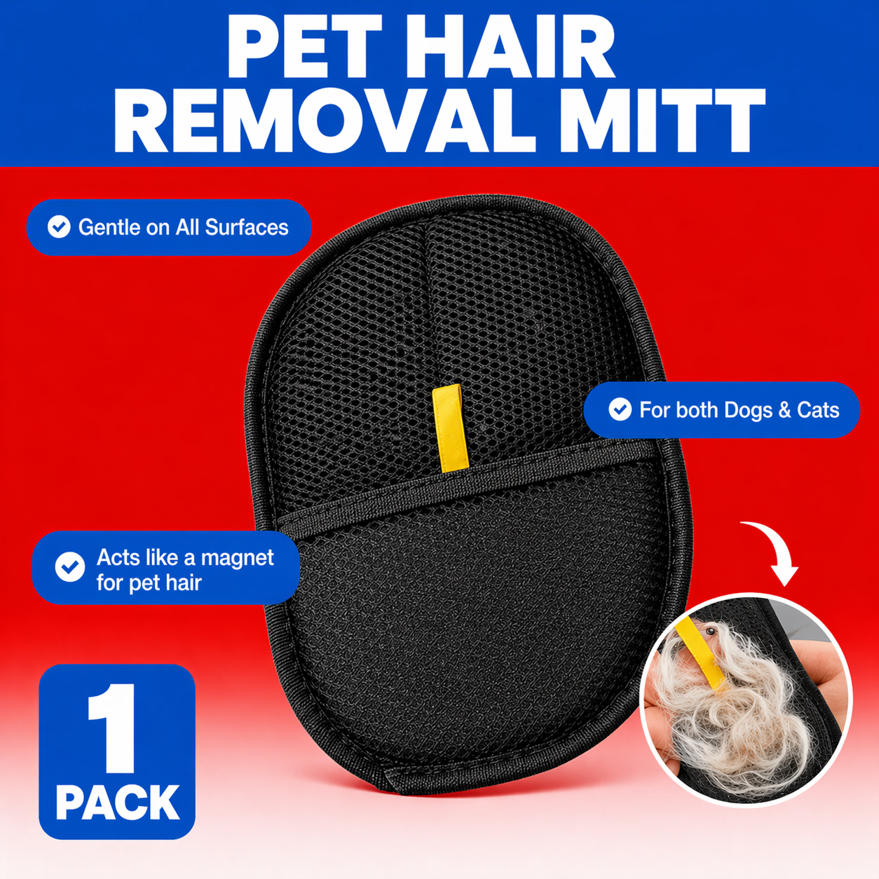 Pet Hair Remover Glove - Buy 1 Get 1 Free